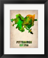 Framed Pittsburgh Watercolor Map