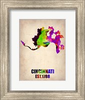 Framed Cincinnati Watercolor Map
