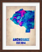 Framed Anchorage Watercolor Map