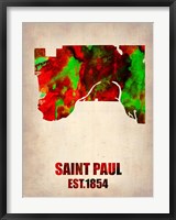 Framed Saint Paul Watercolor Map