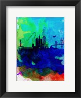 Framed San Francisco Watercolor Skyline 2