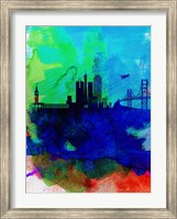 Framed San Francisco Watercolor Skyline 2