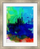 Framed San Francisco Watercolor Skyline 2