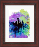 Framed Seattle Watercolor Skyline 1