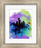 Framed Seattle Watercolor Skyline 1