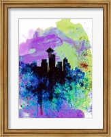 Framed Seattle Watercolor Skyline 1