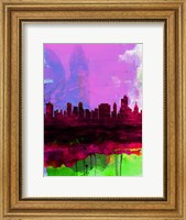 Framed Tulsa Watercolor Skyline 2