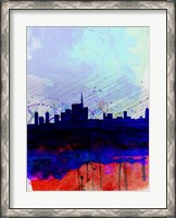 Framed Milan Watercolor Skyline