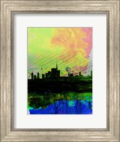 Framed Milan Watercolor Skyline 2