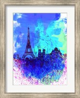 Framed Paris Watercolor Skyline