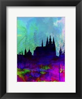 Framed Prague Watercolor Skyline