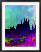 Framed Prague Watercolor Skyline