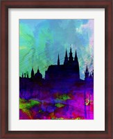 Framed Prague Watercolor Skyline