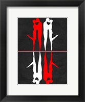 Framed Red and White Kiss Reflection