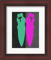 Framed Green and Purple Kiss