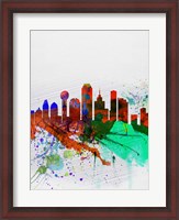 Framed Dallas Watercolor Skyline