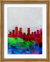 Framed Denver Watercolor Skyline