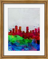 Framed Denver Watercolor Skyline