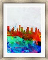 Framed Houston Watercolor Skyline