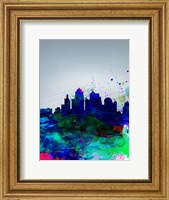 Framed Kansas City Watercolor Skyline