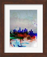 Framed Los Angeles  Watercolor Skyline 1