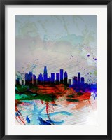 Framed Los Angeles  Watercolor Skyline 1