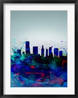 Framed Miami Watercolor Skyline