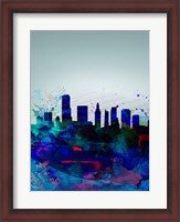 Framed Miami Watercolor Skyline