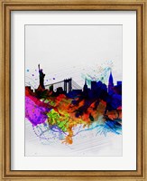 Framed New York  Watercolor Skyline 1