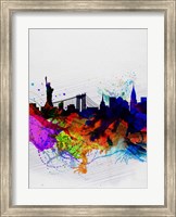Framed New York  Watercolor Skyline 1