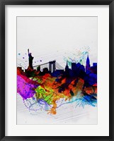 Framed New York  Watercolor Skyline 1