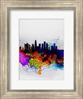 Framed Los Angeles  Watercolor Skyline 2