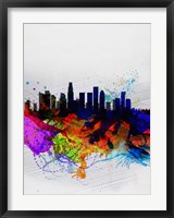 Framed Los Angeles  Watercolor Skyline 2