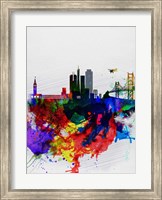 Framed San Francisco Watercolor Skyline 1