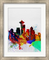 Framed Seattle Watercolor Skyline 2
