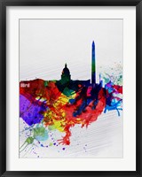 Framed Washington DC Watercolor Skyline 1