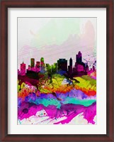Framed Tulsa Watercolor Skyline