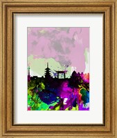 Framed Kyoto Watercolor Skyline