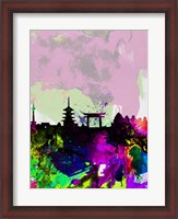 Framed Kyoto Watercolor Skyline