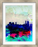Framed Melbourne Watercolor Skyline 2