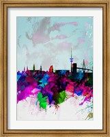 Framed Hamburg Watercolor Skyline