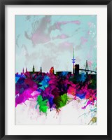 Framed Hamburg Watercolor Skyline