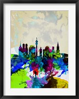 Framed Munich Watercolor Skyline