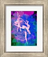 Framed Two white Ballerinas Watercolor