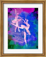 Framed Two white Ballerinas Watercolor