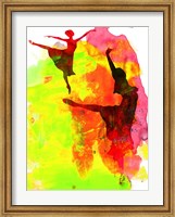 Framed Two Red Ballerinas Watercolor