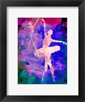 Framed Two Dancing Ballerinas Watercolor 1