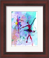 Framed Two Dancing Ballerinas Watercolor 2