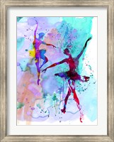 Framed Two Dancing Ballerinas Watercolor 2
