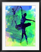 Framed Two Dancing Ballerinas Watercolor 3